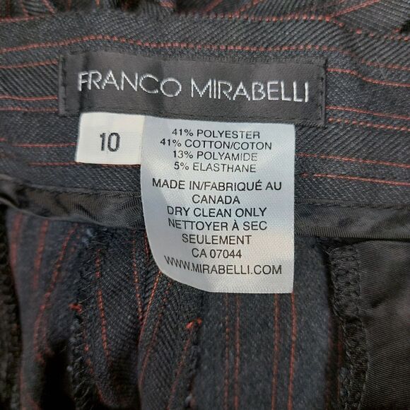 Woman's Franco Mirabelli Black with Brown Stripes Wide Leg Dress Pants - Picture 11 of 11